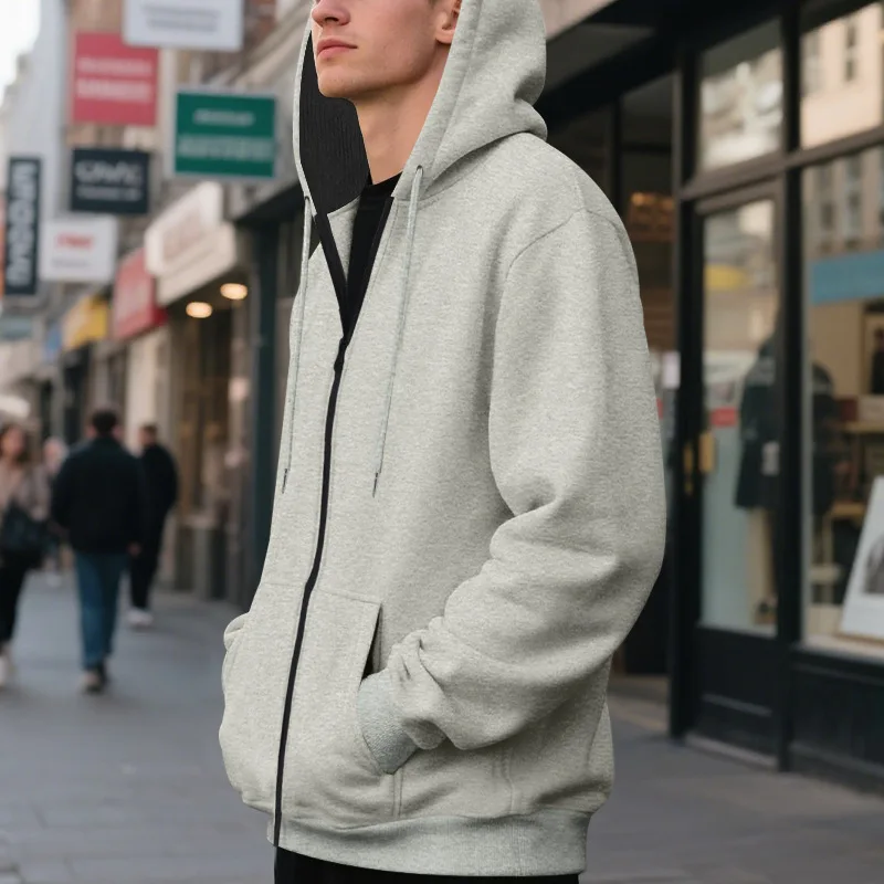 

Casual Hoodies Fleece Men's Hooded Autumn Winter Hoodies Fleece Warm Zipper Sweatshirt Comfortable Loose Fit Casual Tracksuit