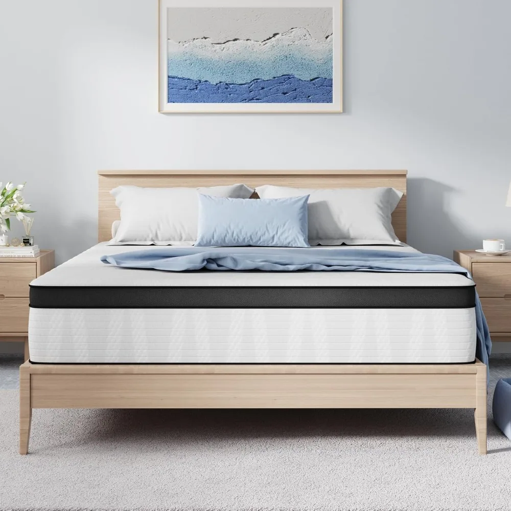 

Full Mattress, 10 Inch Medium Firm Full Size Mattress in a Box, Hybrid Mattresses with Smarts™ Coil Pocket Springs for Mo