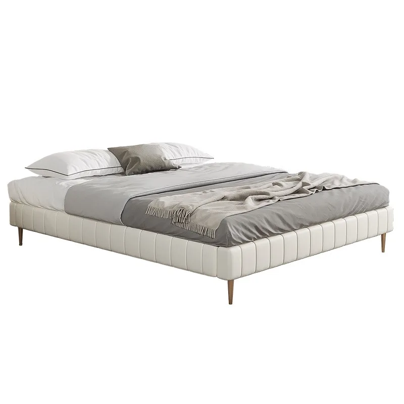 

Nordic leather bed no bedside single bed frame space saving simple modern light luxury master bedroom small apartmen