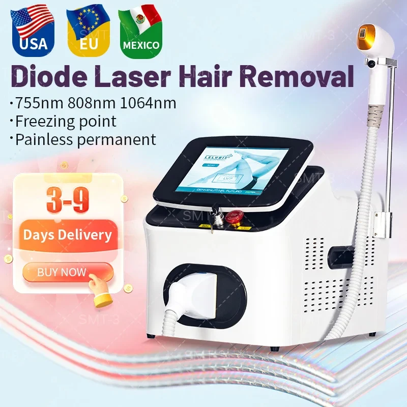 

2024 2000W 755 1064 808 Diode Laser Hair Removal Machine Permanent Painless With Cooling Head Epilator Salon CE