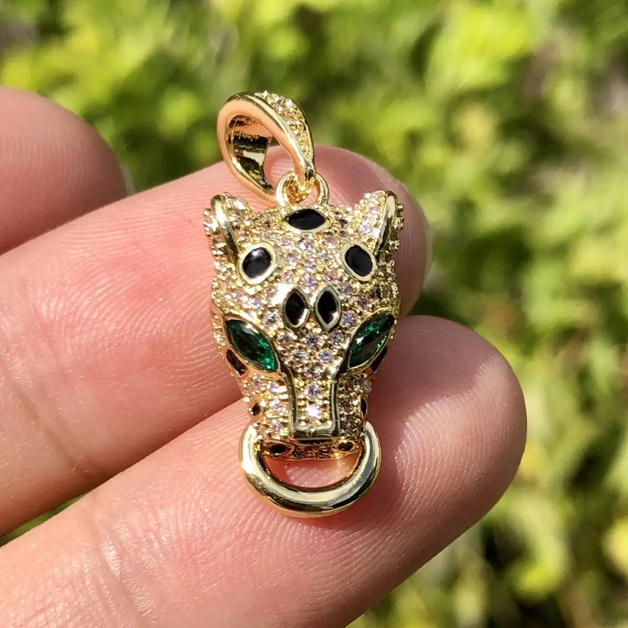 5 sztuk sześcienna cyrkonia Leopard Panther wisiorek Bling Charms dla wyrób biżuterii bransoletka naszyjnik rzemieślniczy akcesoria