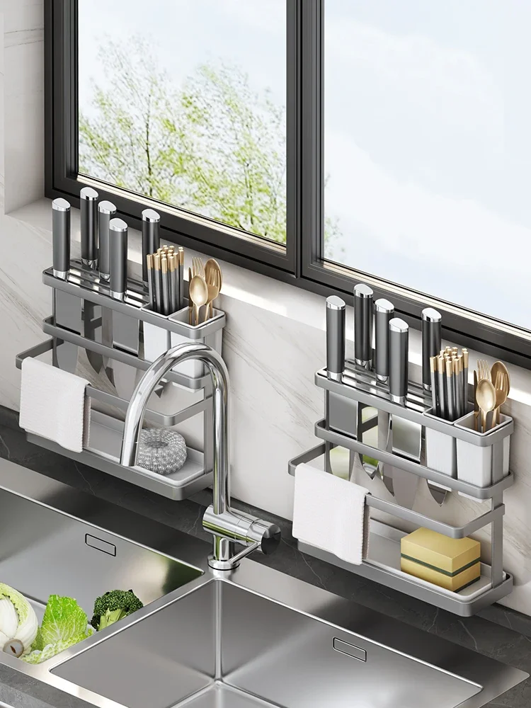 Multifunctional new knife rack kitchen storage rack knife chopsticks tube extra thick one table rack.