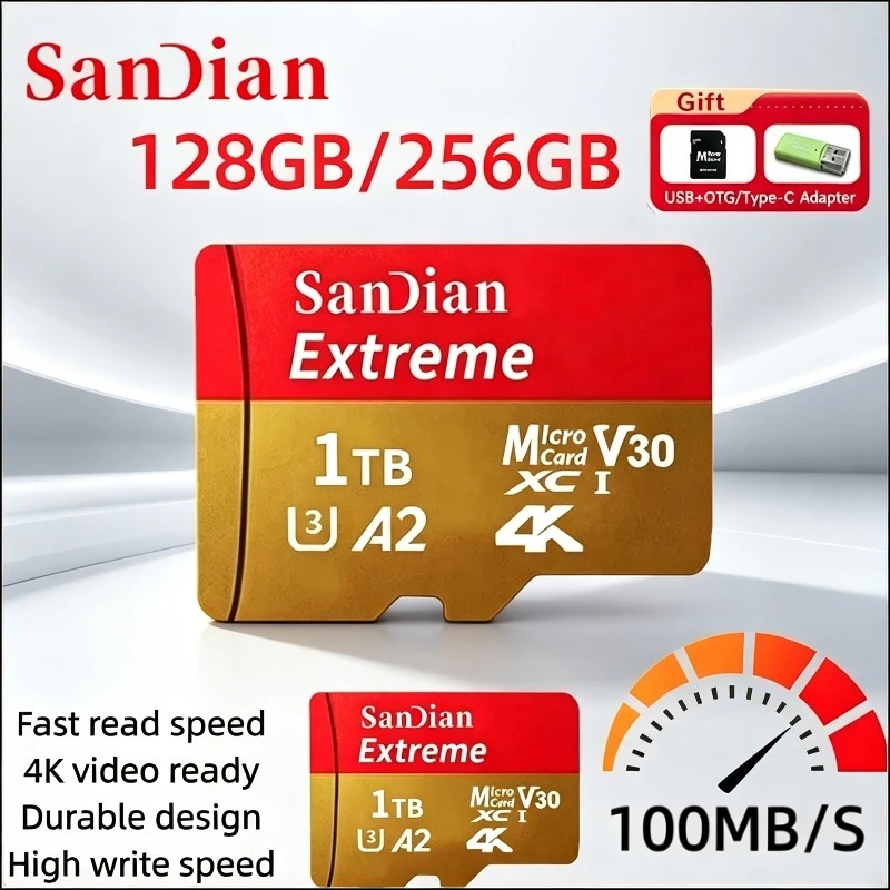 Image of Original 1 TB tragbare Micro-TF/SD-Karte, Speicherkarte, 128 GB, 256 GB, Mini-Speicherkarte, Klasse 10, für Kamera/Telefon/Drohne