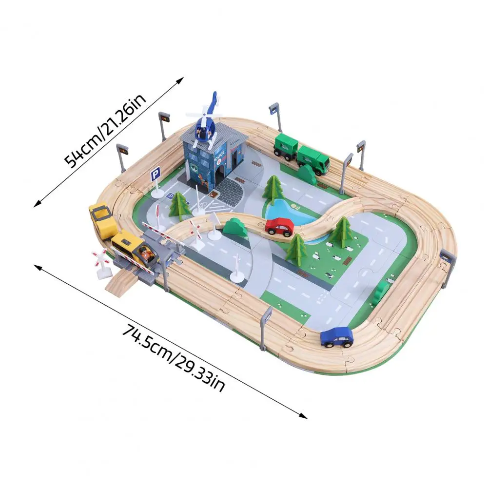 108-teiliges Straßenzuggleis-Spielzeugset für Kinder, leicht verbundenes Eisenbahnspielzeug mit verschiedenen Gleisen, poliertes Kinderzugspielzeug aus Holz