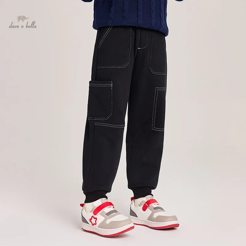 

Детские штаны Dave Bella, осенне-зимние плюшевые хлопковые брюки для мальчиков, спортивная повседневная верхняя одежда с эластичной резинкой на талии, детская одежда DK4243281