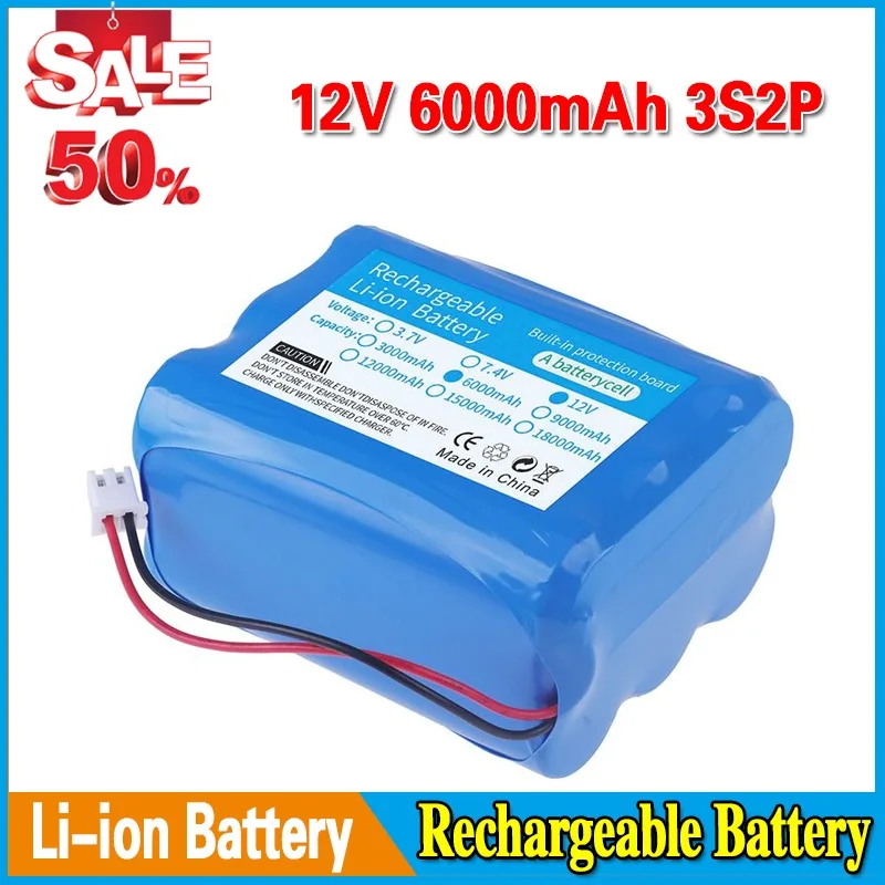 

18650 Lithium Battery 3S2P 12V 6000mAh Rechargeable Lithium Battery for Portable Speaker Pack with BMS + Charger