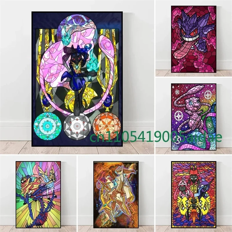 

Anime Pokemon Canvas Painting Bulbasaur Charmander Squirtle Print Watercolor Wall Abstract Picture Home Decor Kids Poster Gifts