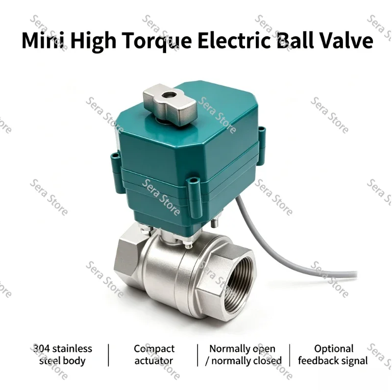 Fail Safe Auto Reset Motorized Ball 2-Wire AC220V 304 Stainless Steel Female Thread for Water Pipeline Automatic on Control