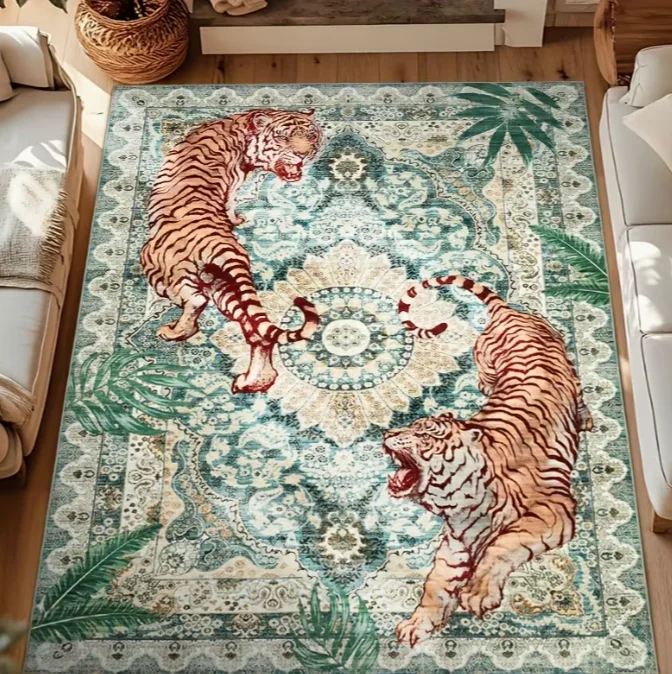 Yin-yang Tiger and Dragon Pattern Area Carpet Soft Mat Living Room Bedroom Carpet Sofa Coffee Table Floor Mat Decoration Carpet