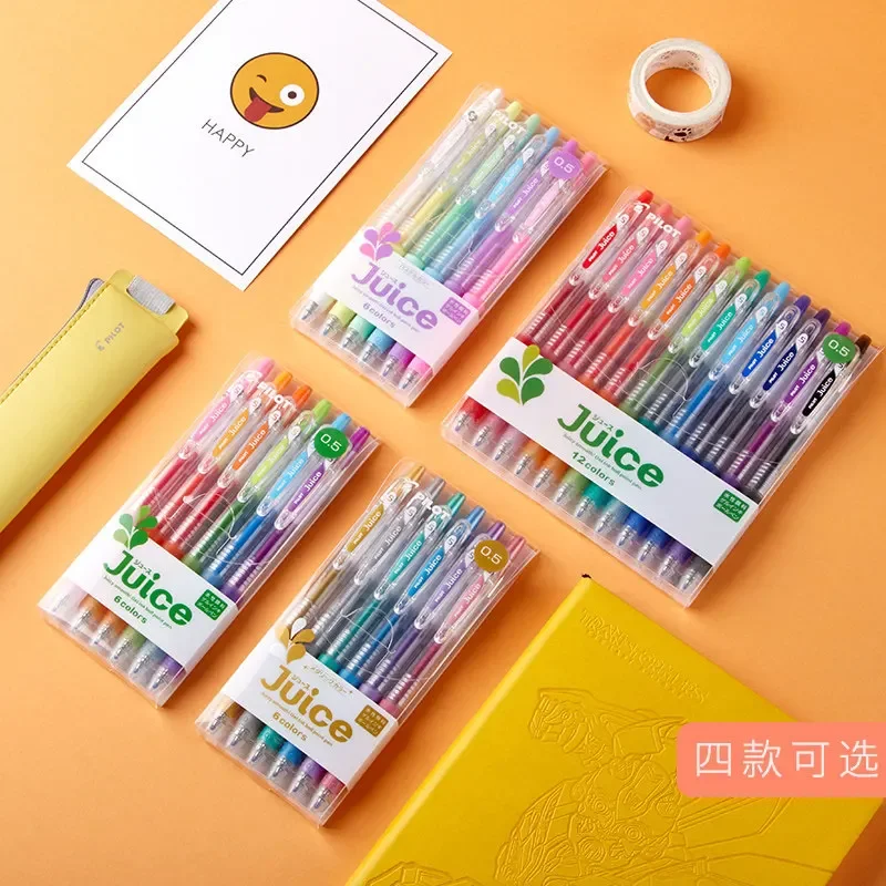 0.5mm Pilot Baile Juice Pen Set Color Press Neutral Pen Student Notes Drawing Hand Account Speed Drying Water Pen 6 Piec/12 Piec