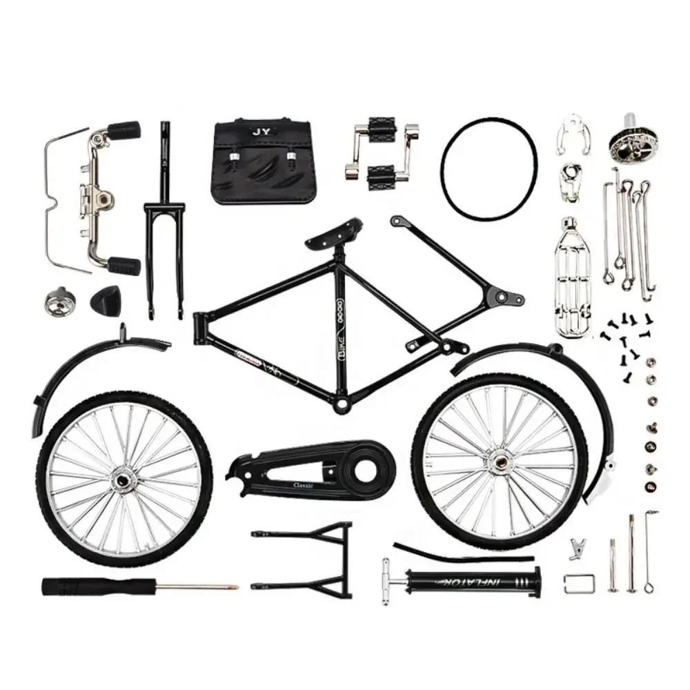 Collection Gifts Alloy Retro Bicycle Black Green Red DIY Bicycle Model Assembling Toys