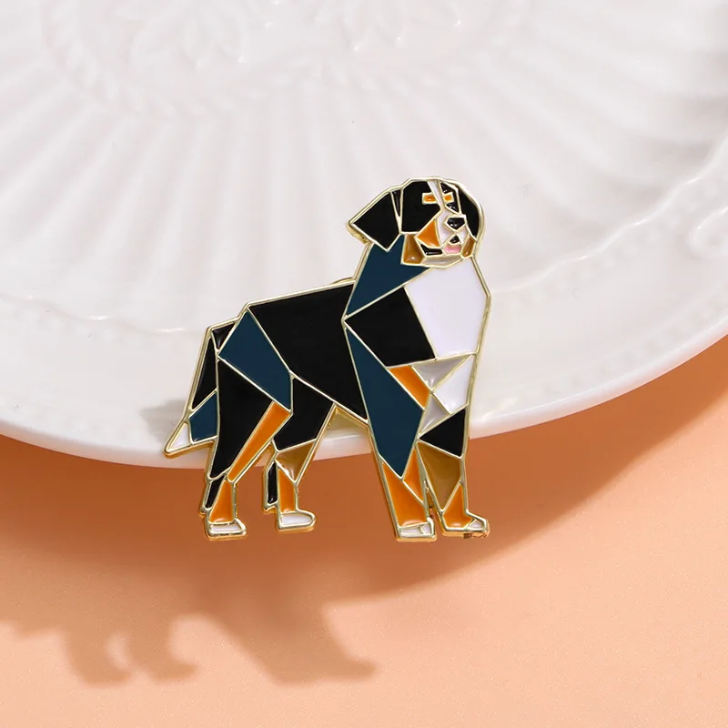 Cute Cartoon Geometry Line Dog Enamel Brooch Creative Animal Shepherd Husky Lapel Pin Badge Backpack Clothing Hat Accessories