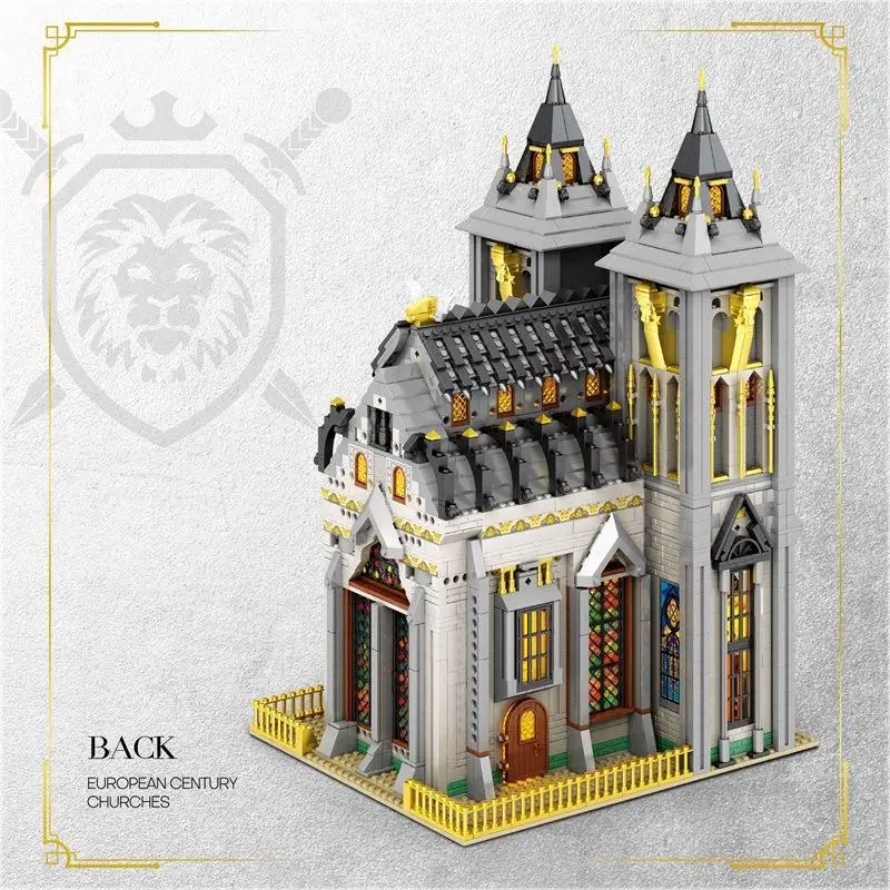 Reobrix66027 medieval church street view building model decoration blocks adult educational toy