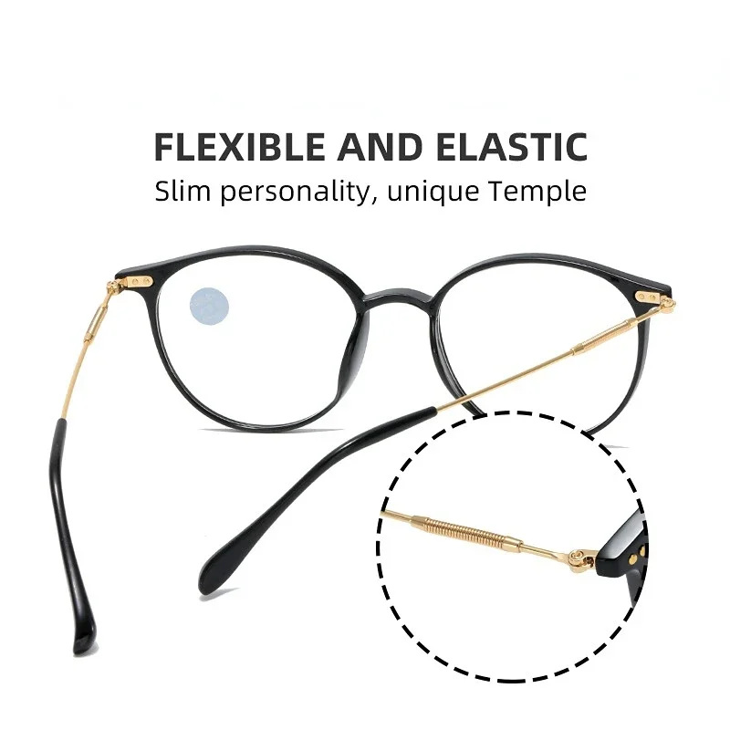 Mode Trendy Runde Rahmen Lesebrille Unisex Weit Sicht Presbyopie Brillen Vintage Blau Licht Blockieren Brillen 0 Bis + 4,0 – Detail 9