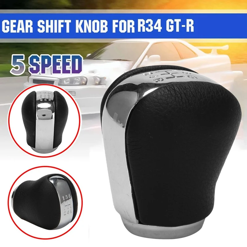 2X 32865-AA420 For Nissan BNR34 R34 Skyline 1998/2002-2005/2008 5 Speed Manual Gear Shift Knob Chrome Shifter Handball