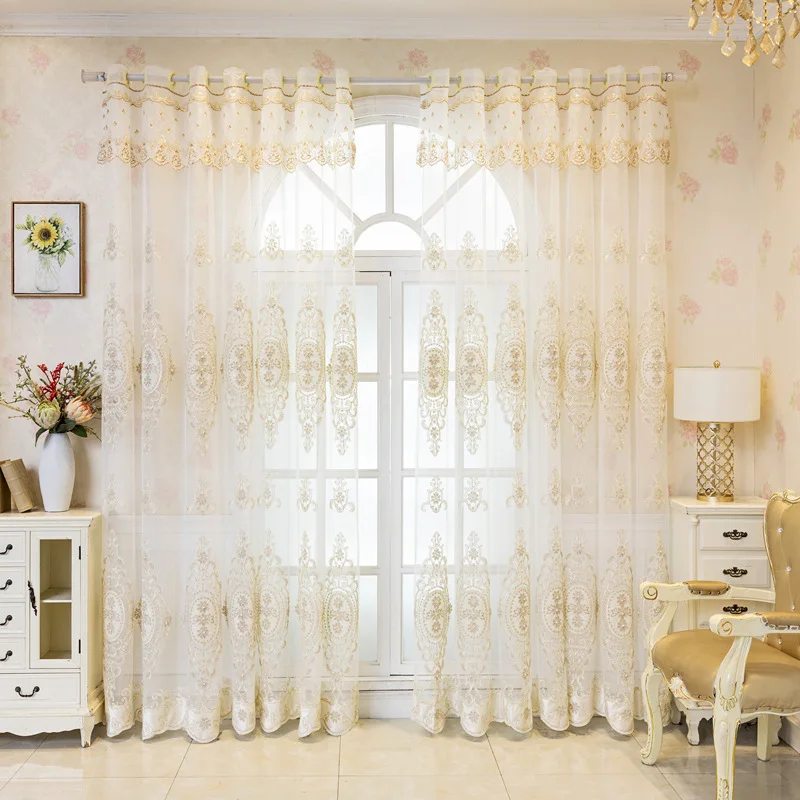 (112) Customized New Window High-end Living Room Bedroom Villa Embroidered Gauze Curtains Balcony Shading