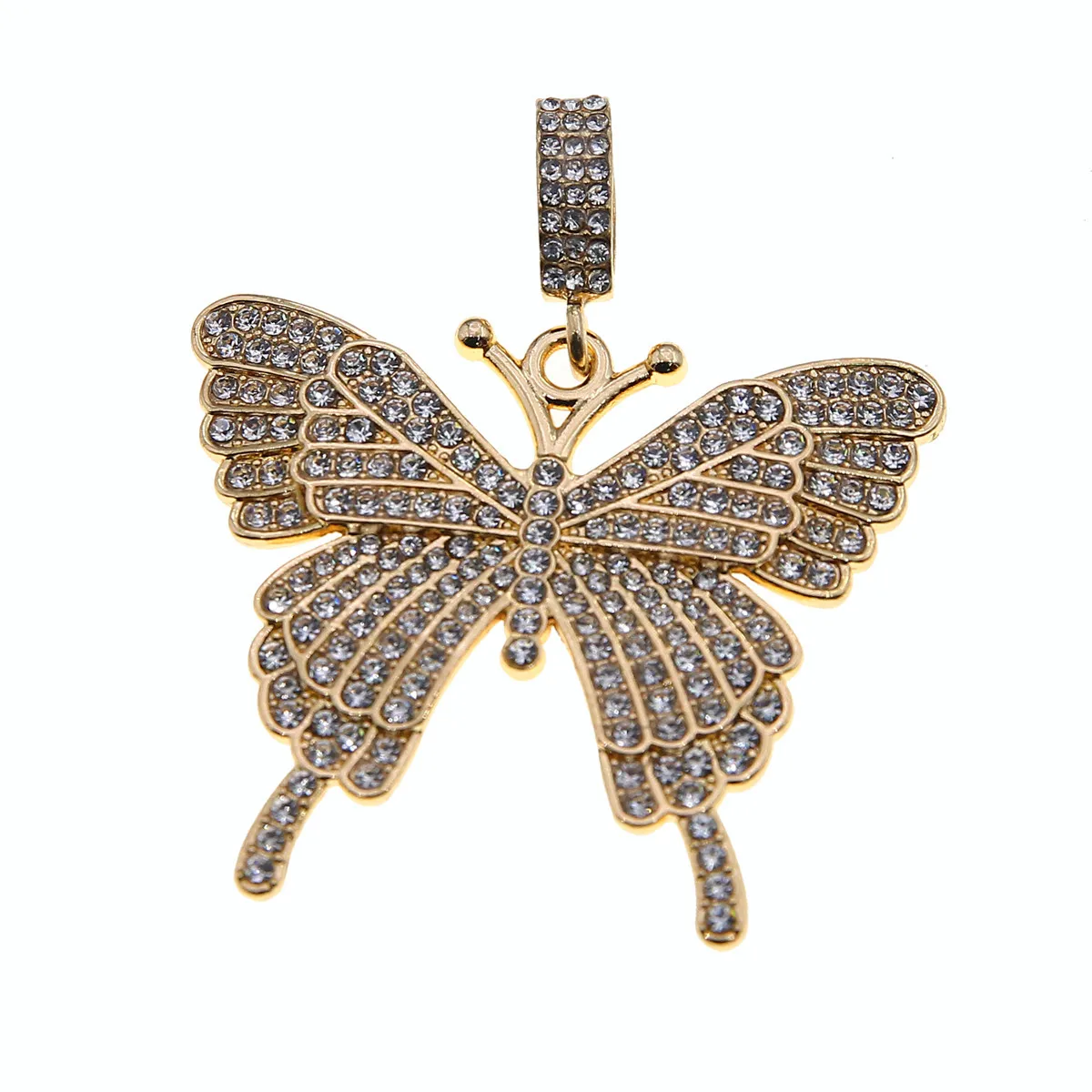 50 Pcs 55*48 mm Inlaid Rhinestone Butterfly Alloy Pendant Diy Necklace Keychain Exquisite Jewelry Production Accessories