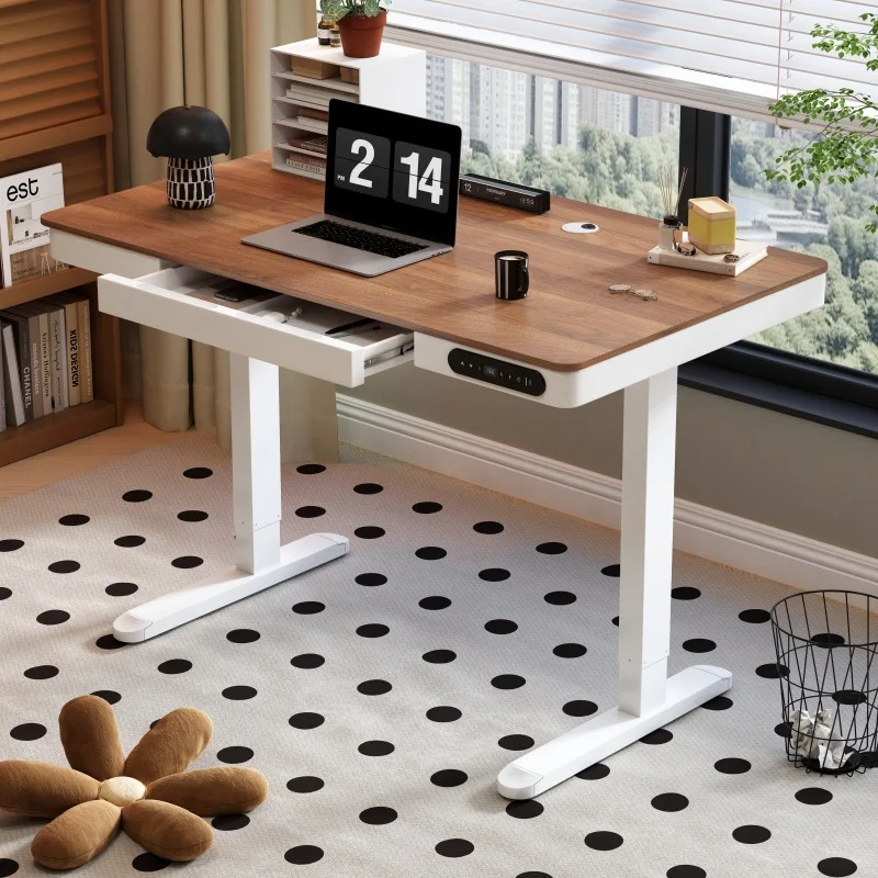 Smart Electric Height-Adjustable Desk Frame & Modern Table Top with Drawer Unit Assembled for Gaming Office & Home Workstations