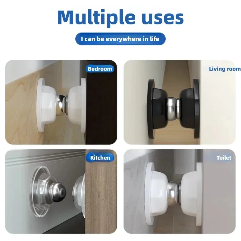 Parada de Porta Magnética Forte Curta Anti Colisão à Prova de Vento Parada de Porta Doméstica Sem Perfuração Silenciosa Sucção de Silicone