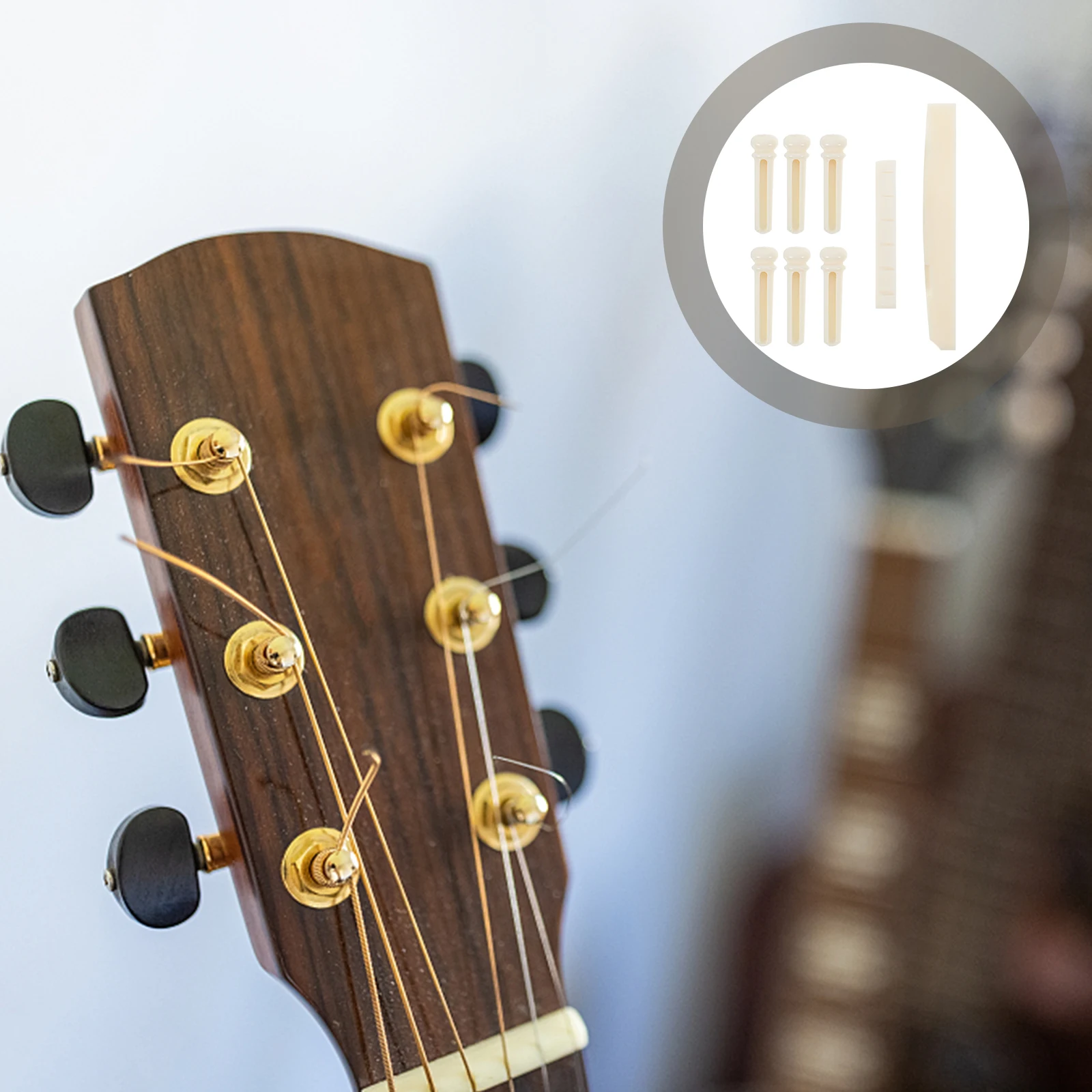 

1 set Acoustic Saddle Nut Replacement Pegs Folk Guitar Bridge Parts Guitar Saddle Nut Set Bridge Accessories