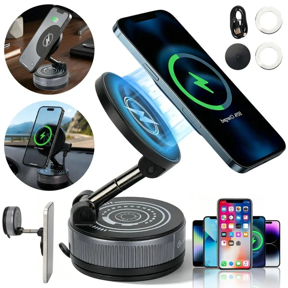 1 support magnétique pour téléphone de voiture avec chargeur à induction, 15 W, compatible avec divers endroits d’installation, notamment le tableau de bord, le bureau, le mur et le pare-brise, afin de répondre à différents besoins d’utilisation.