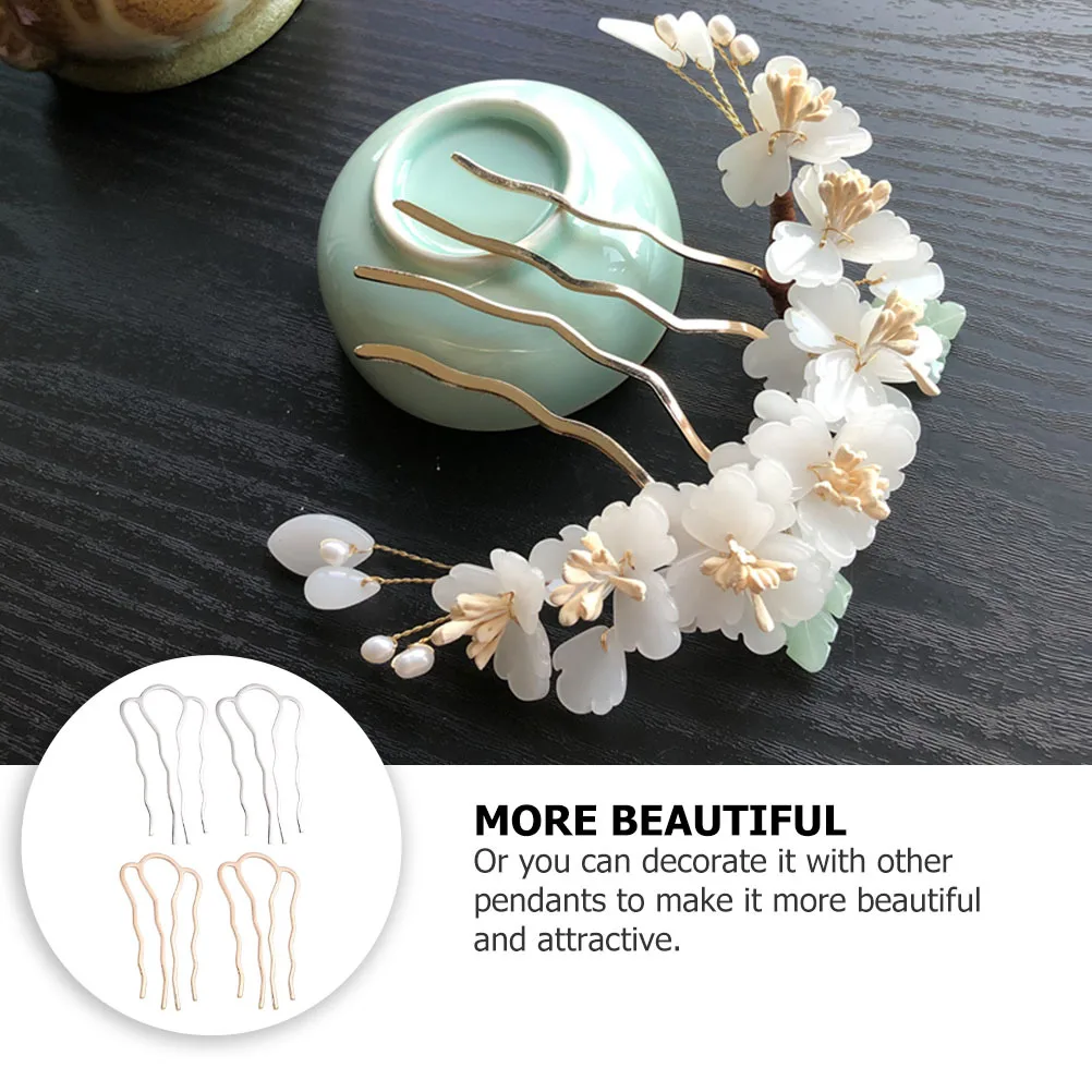 8 قطعة مشابك شعر ذاتية الصنع دبابيس شعر هانفو عتيقة للنساء إكسسوارات شعر ذهبية وفضية زخارف يدوية فنية