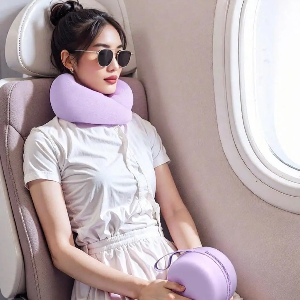 Travel Neck Pillow Memory Foam U-shaped Pillow Portable Adjustable Soft Neck Support Noon Break Sleep Pillows