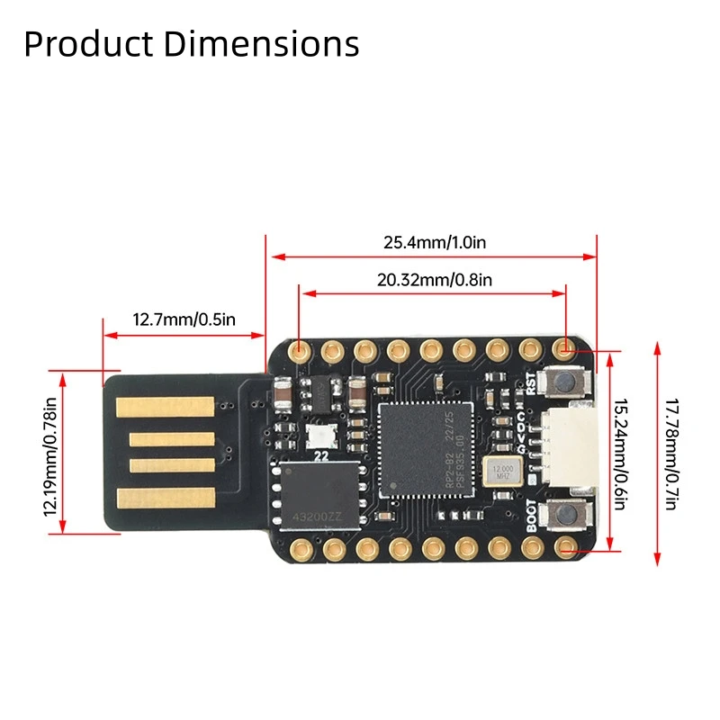 4M/16M USB RP2350 Mini-Mikrocontroller-Entwicklungsboard mit Dual-Core-Dual-Architektur-Prozessor RP2350A – Detail 5