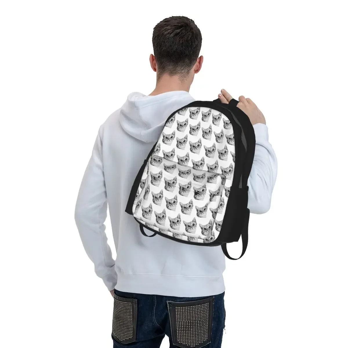 Sneaky Cat Backpack Student BookBag Children School Bag Laptop Shoulder Bags for Men Women