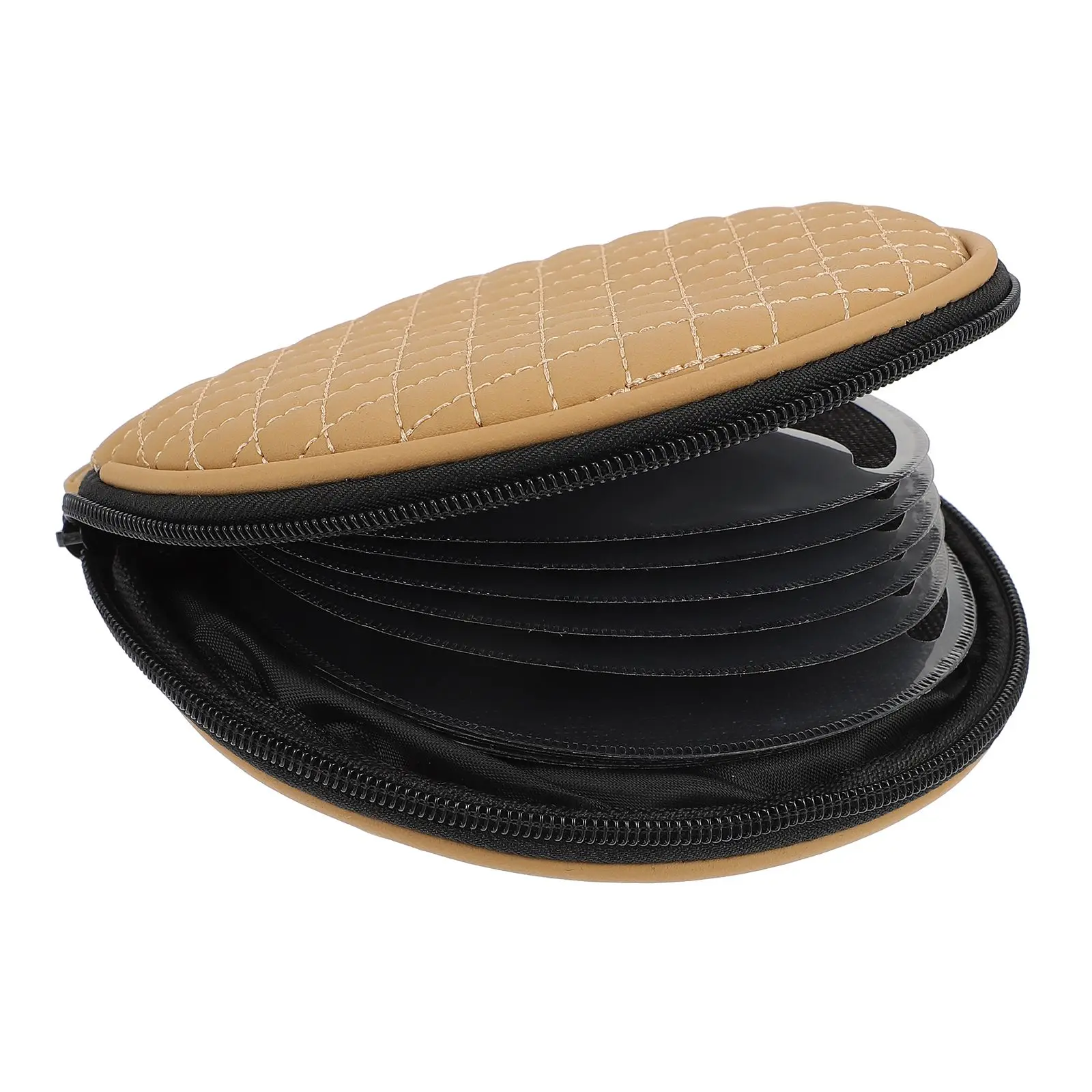 

CD Bag Embroidered Plaid Car Case Home Wallet Disc Storage Pu Auto Organizing Travel