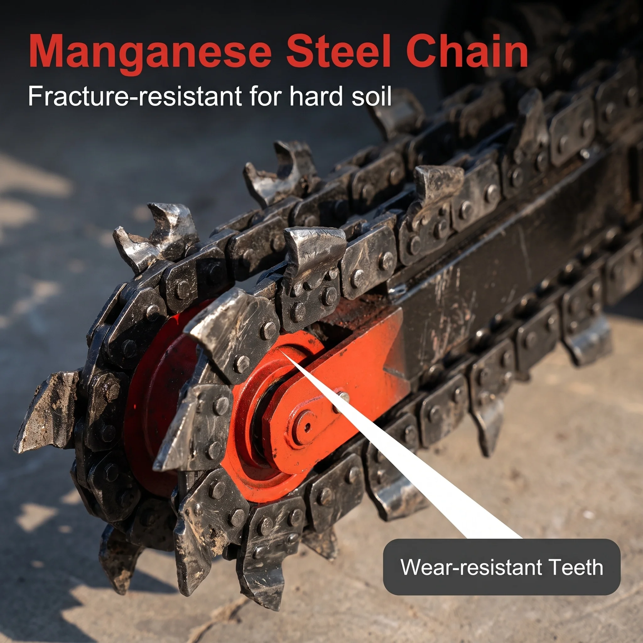 -ForSteer Loader Attached Chain Trencher Manganese Steel Chain Teeth Side Trenching Installation Farm Irrigation Road Trenching*