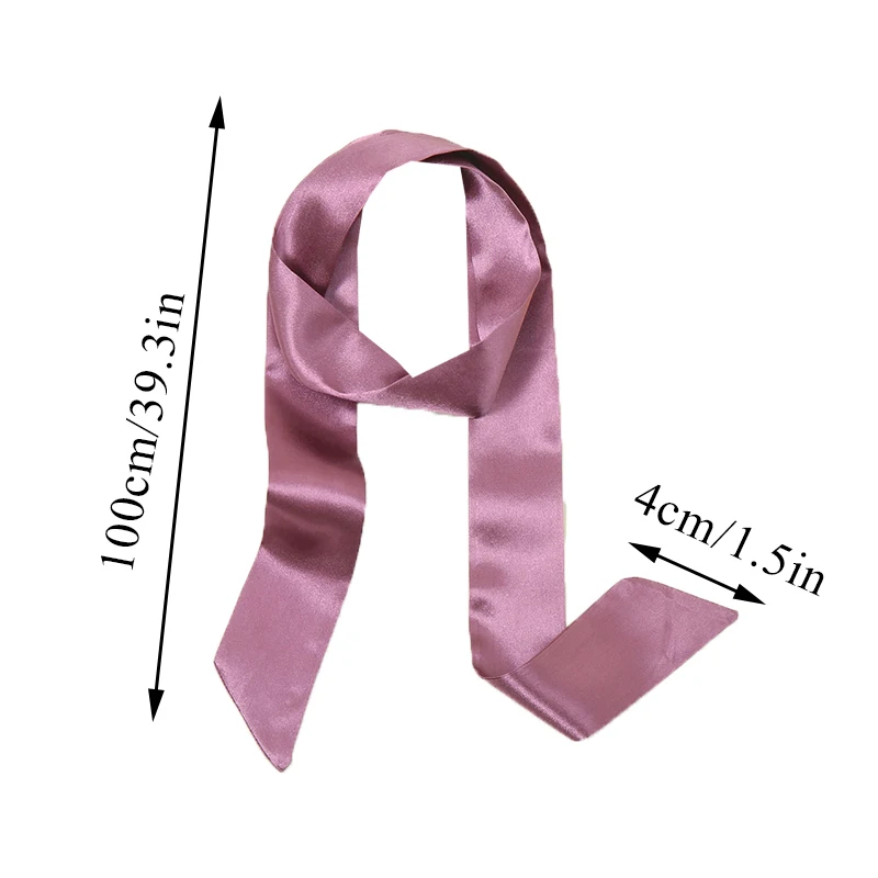 New Thin Silk Scarf Handle Bag Ribbons Headband Small Narrow Solid Long Neck Scarf Satin Ribbon Neck Tie Skinny Scarves Fashion