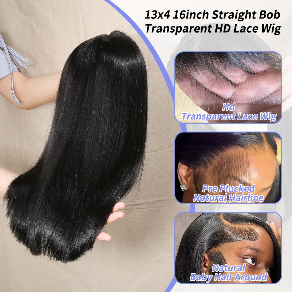 Vietnamesisches knochengerade Bob-Echthaar, kurze Perücke, 13 x 4 Spitze-Frontal-Bob-Perücke, 100 % Echthaar, vorgezupfte Perücke, 30,5 cm, 200 % – Detail 6