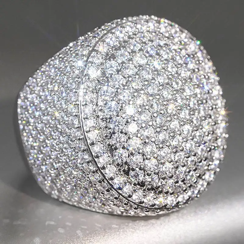 Huitan Damenring mit geometrischem Design für Hochzeit, Verlobung, luxuriöser, voll glänzender CZ-Party-Mode-Accessoires, charmanter Damenschmuck