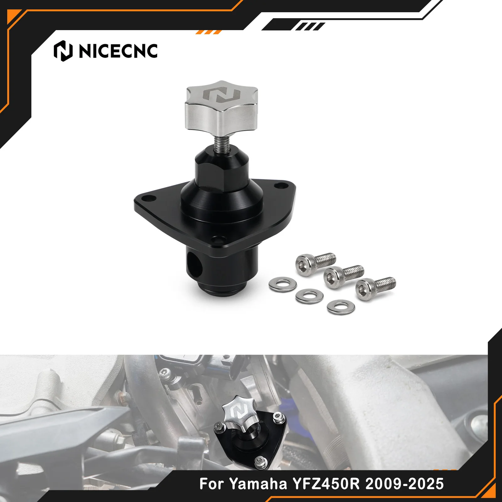 NICECNC For Yamaha YFZ450R YFZ450RSE 2009-2025 Manual Idle Air Adjuster Valve YFZ450X 2010-2013 Replace 18P-13750-01-00 Aluminum