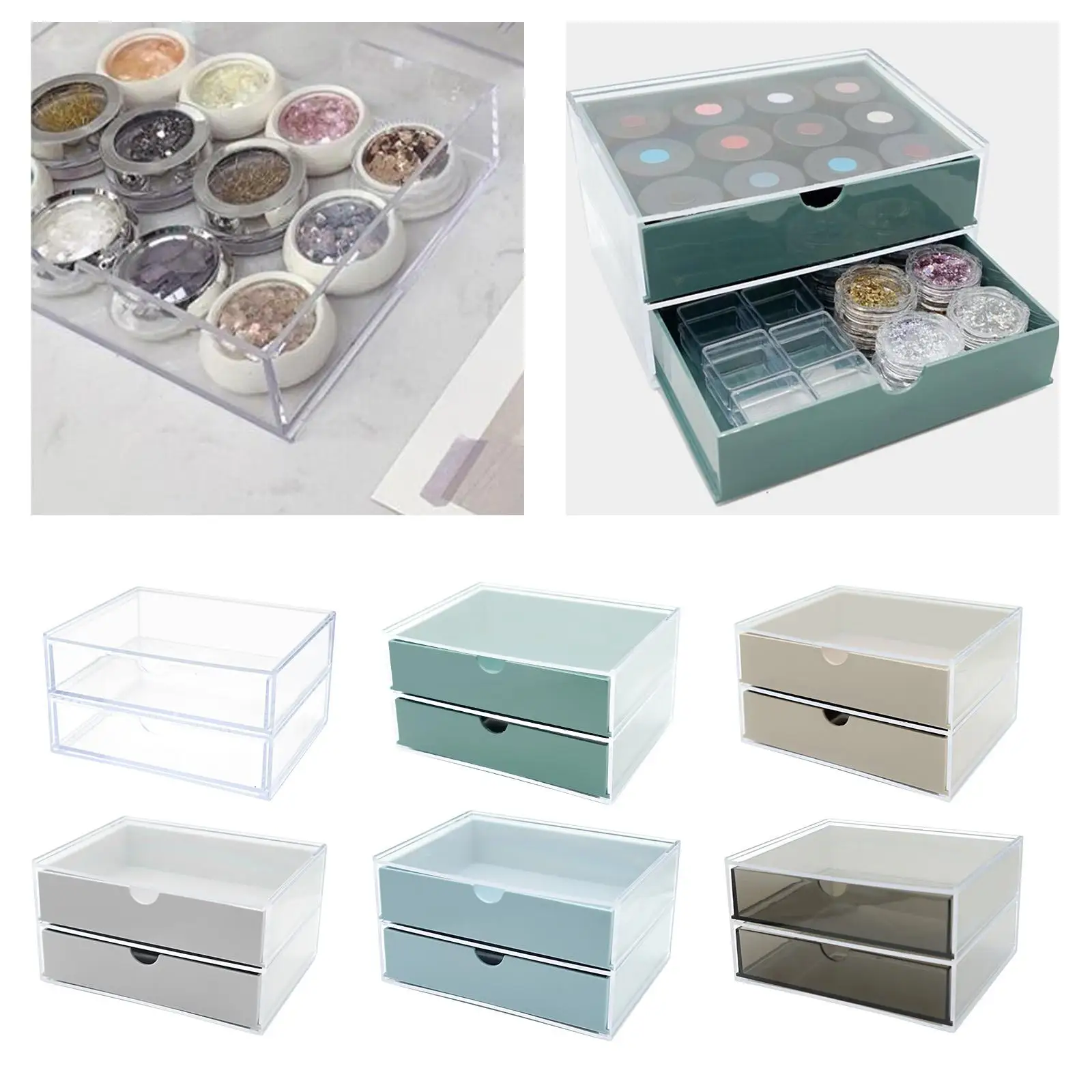 Elegant Acrylic Cosmetic Organizer for Nail Polish Lipstick with Drawer Rotating Storage Rack for Makeup Tools
