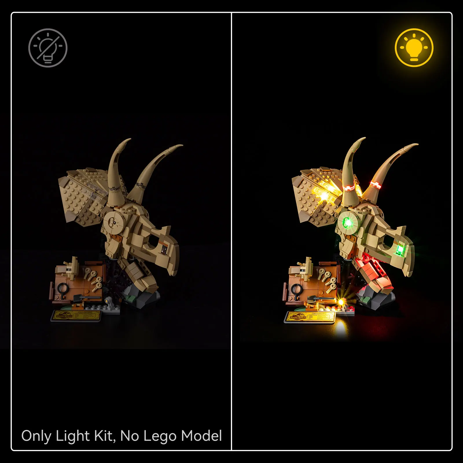 LED Light Set for LEGO Dinosaur Fossils: Triceratops Skull 76969 view 3
