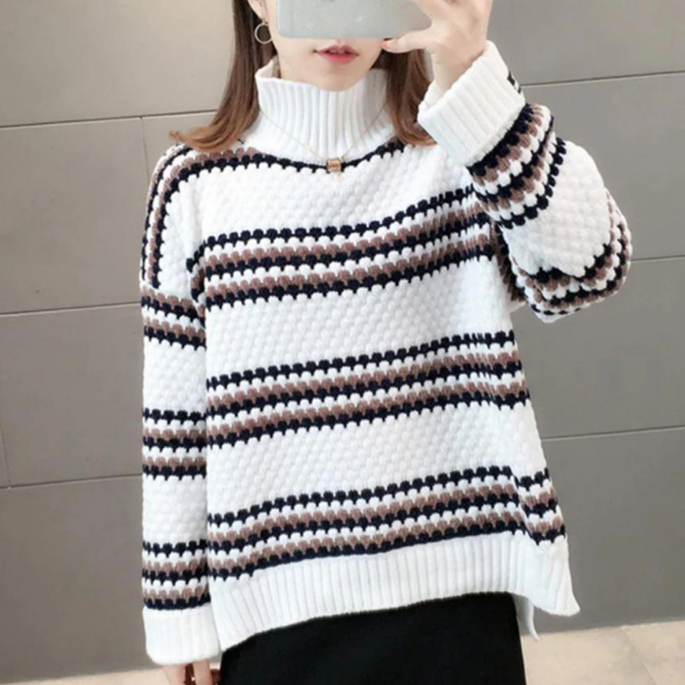 2022 Womens Turtleneck Pullover Sweater For Autumn Womens Winter Long Sleeve Knit Warm Pullover Casual Sweaters Sueters De Mujer