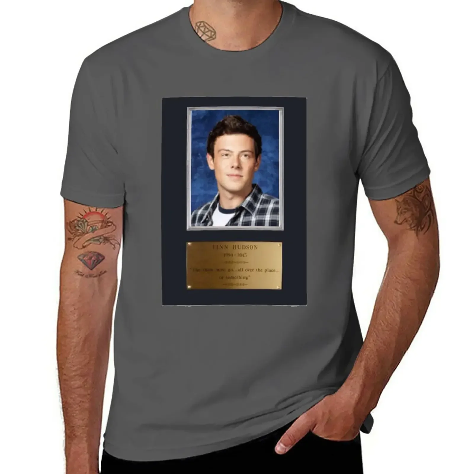 Plaque of Finn Hudson T-Shirt for a boy korean fashion anime t shirts customs sweat shirts, men