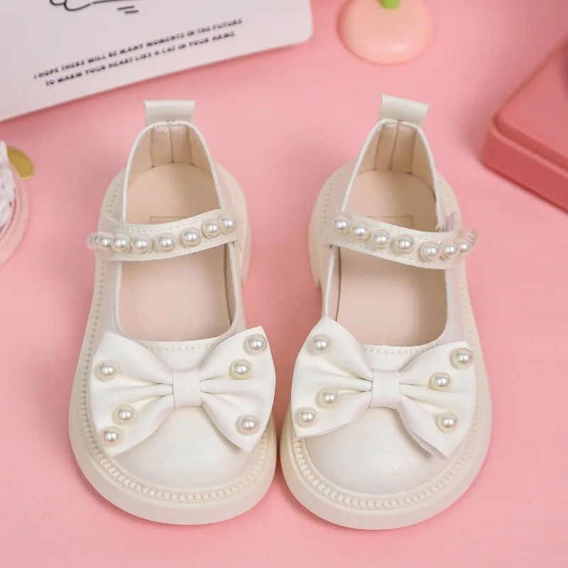 ربيع الخريف الفتيات أحذية من الجلد الحلو Bowknot الأميرة حفل زفاف أطفال موضة ماري جين أحذية أنيقة الأطفال حذاء مسطح