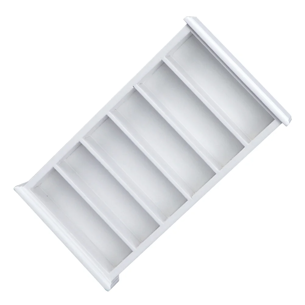 Mini House Bookcase Office Desk Decor Wooden Furniture Model Miniature Shelf Cabinet White