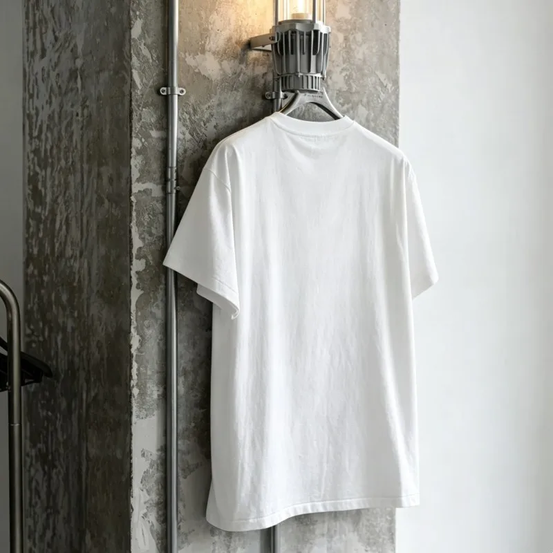 Summer White Breathable Cotton Saint Tshirts Letter Inverted Shadow Landscape Printed White Round Neck Short Sleeve Men Women
