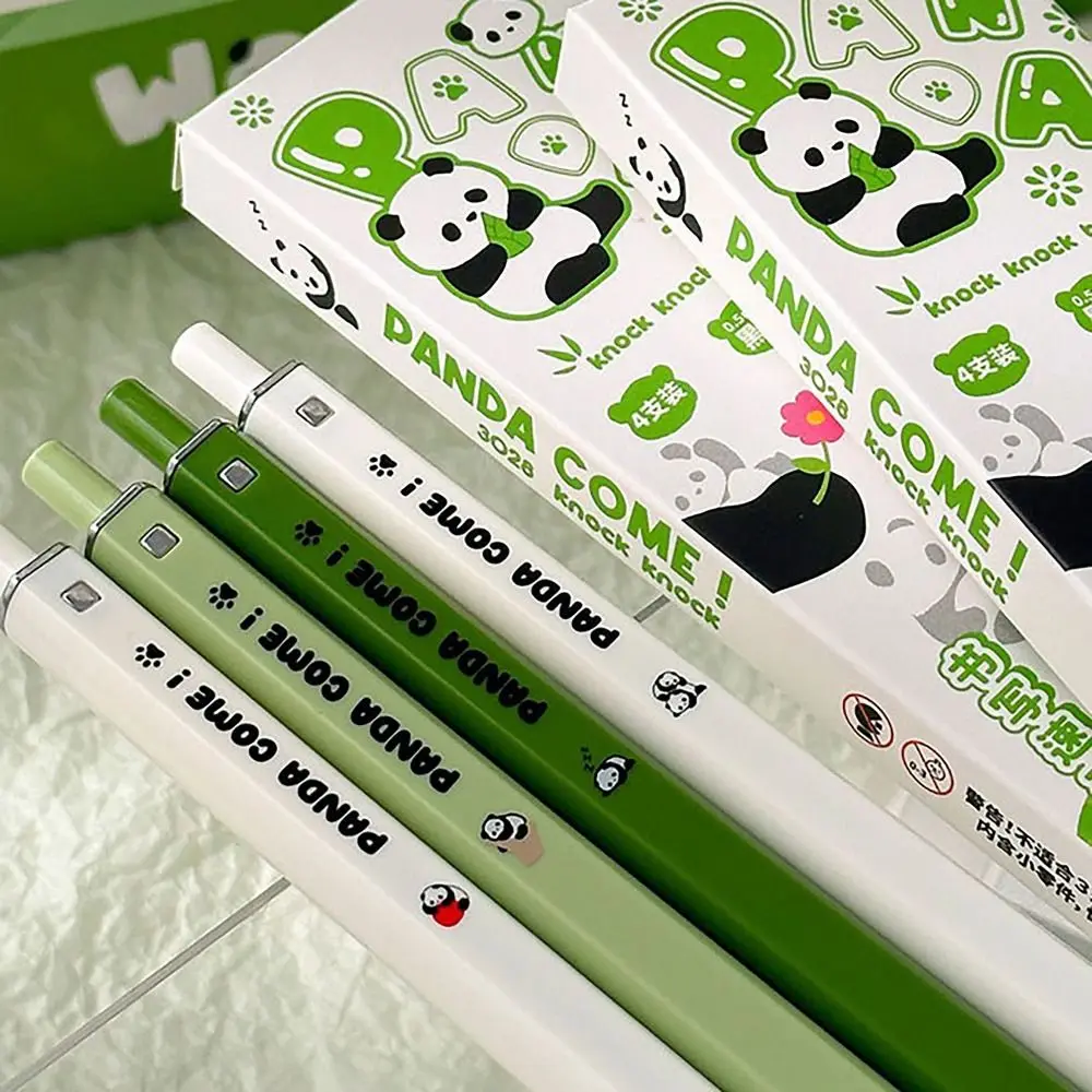 4 PCS/Box Cute Panda Gel Pen 0.5mm Black Ink Quick-Drying Ball-point Pen Signature Pens Student Stationery