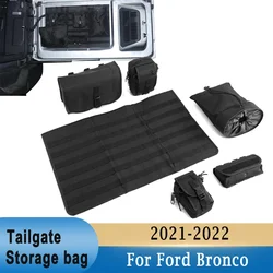 Tailgate Storage Bag for Ford Bronco 2021-2022 Oxford Cloth Rear Door Organizer Multi-pocket Tools Storage No drilling Install