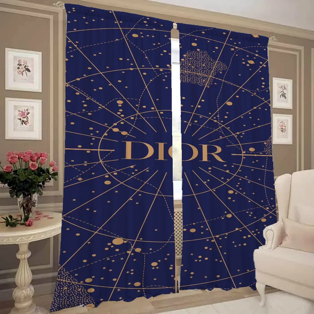 거실용 긴 커튼, 암막 커튼, 문짝 커튼, 럭셔리 브랜드, D-dior-r 파티션, 침실 장식 쉐이드, 2 개 