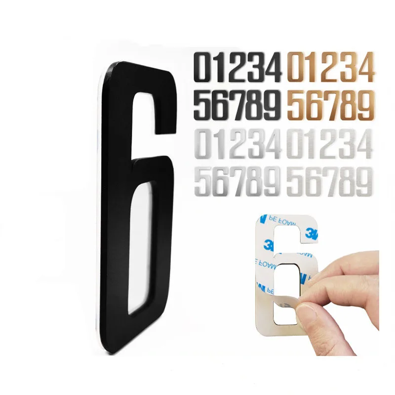 6 Inch Self-adhesive House Numbers Stainless Steel House Number for Outside office Digital Identification Number