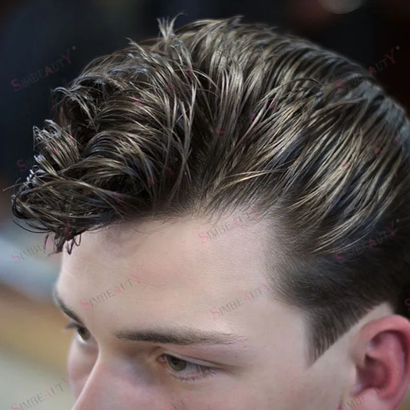 

Мужской парик из 100% натуральных индийских волос, темно-коричневый, с естественной линией роста волос, плотность 120%, длина 6 дюймов, силиконовая основа 0,1 мм, полиуретановая основа, система замещения волос