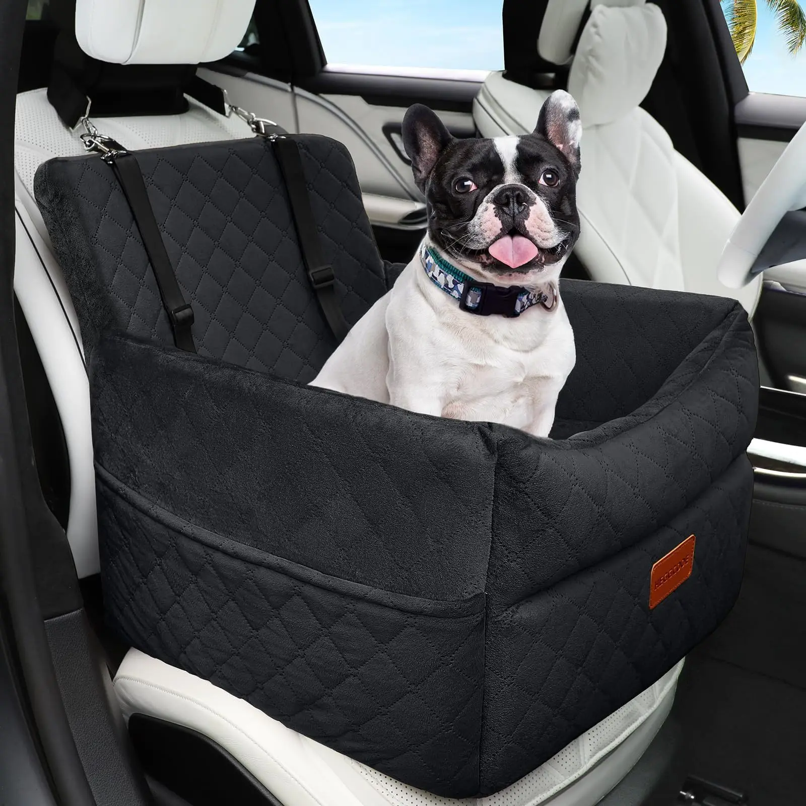 Portable Dog Car Seat Bed for Small & Medium Dogs, Removable Easy Clean Pet Car Cushion Travel Dog Carrier Bed for Vehicle