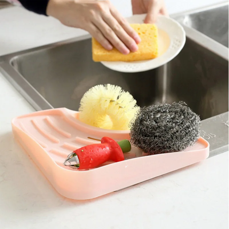 Multifunctional Kitchen Sink Triangle Storage Rack, Dishwashing Sponge Drainage Shelf Utensil Organizer