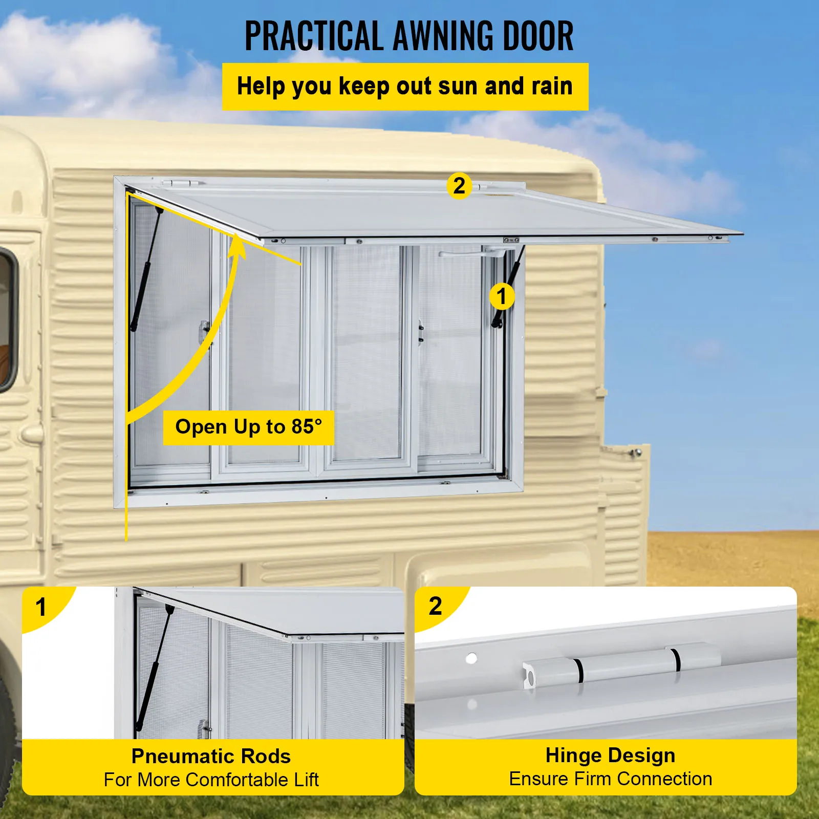 VEVOR Concession Stand Serving Window 60 x 36 inch Aluminum Alloy Food Truck Service Window for Food Trucks Concession Trailers